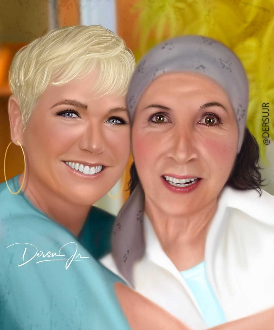 Artista plástico faz homenagem à Xuxa e sua mãe e Junno Andrade fica bravo